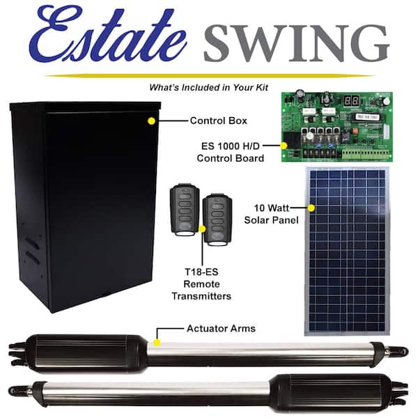 Estate Swing Dual Swing Automatic Gate Opener Kit with 10-Watt Solar Panel