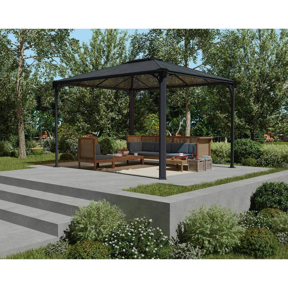 Martinique Gray and Bronze 10 ft x 12 ft Outdoor Garden Gazebo
