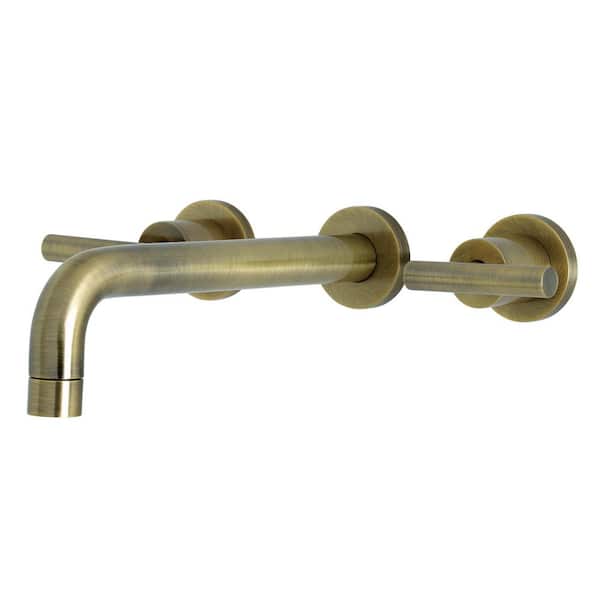 Kingston Brass Manhattan 2-Handle Wall Mount Bathroom Faucet in Antique Brass