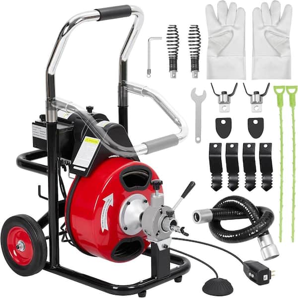 75 Ft x 3/8 Inch Electric Drain Auger Electric Drain Cleaning Machine Auto Feed