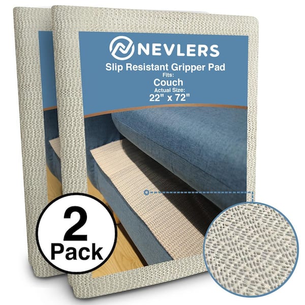 Nevlers Anti-Slip Couch Cushion Grip Mats 22 in. x 72 in. Prevent Cushions from Falling/Shifting Out of Place (Pack of 2), Off White