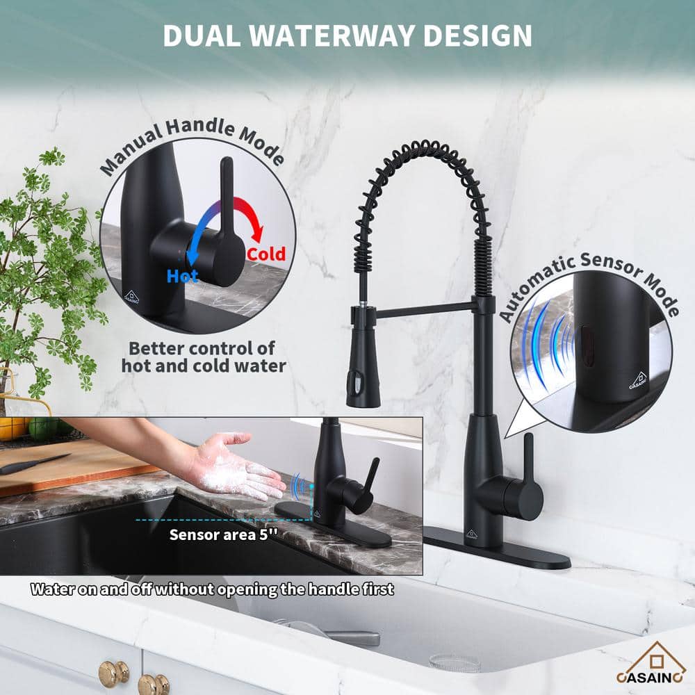 Matte Black Stainless Steel Pull Down Sprayer Kitchen Faucet