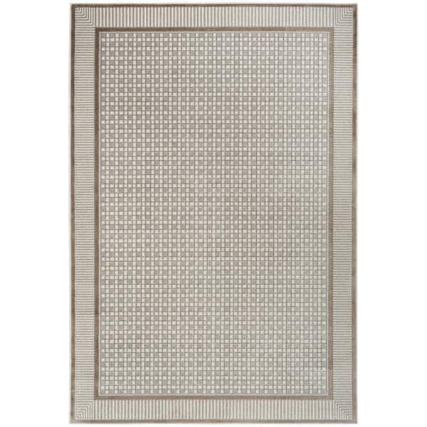 Nourison Nordic Ivory Grey 5 ft. x 7 ft. Geometric Contemporary Area Rug