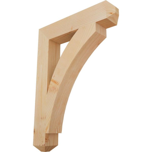Ekena Millwork 3.5 in. x 30 in. x 22 in. Douglas Fir Thorton Craftsman Smooth Bracket