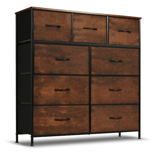 WONDER COMFORT Rust Brown 9-Drawer 11.8 in. W Chest of Drawers