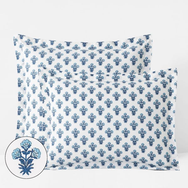 Company Cotton Suhana Garment Wash Blue Cotton Percale Euro Sham