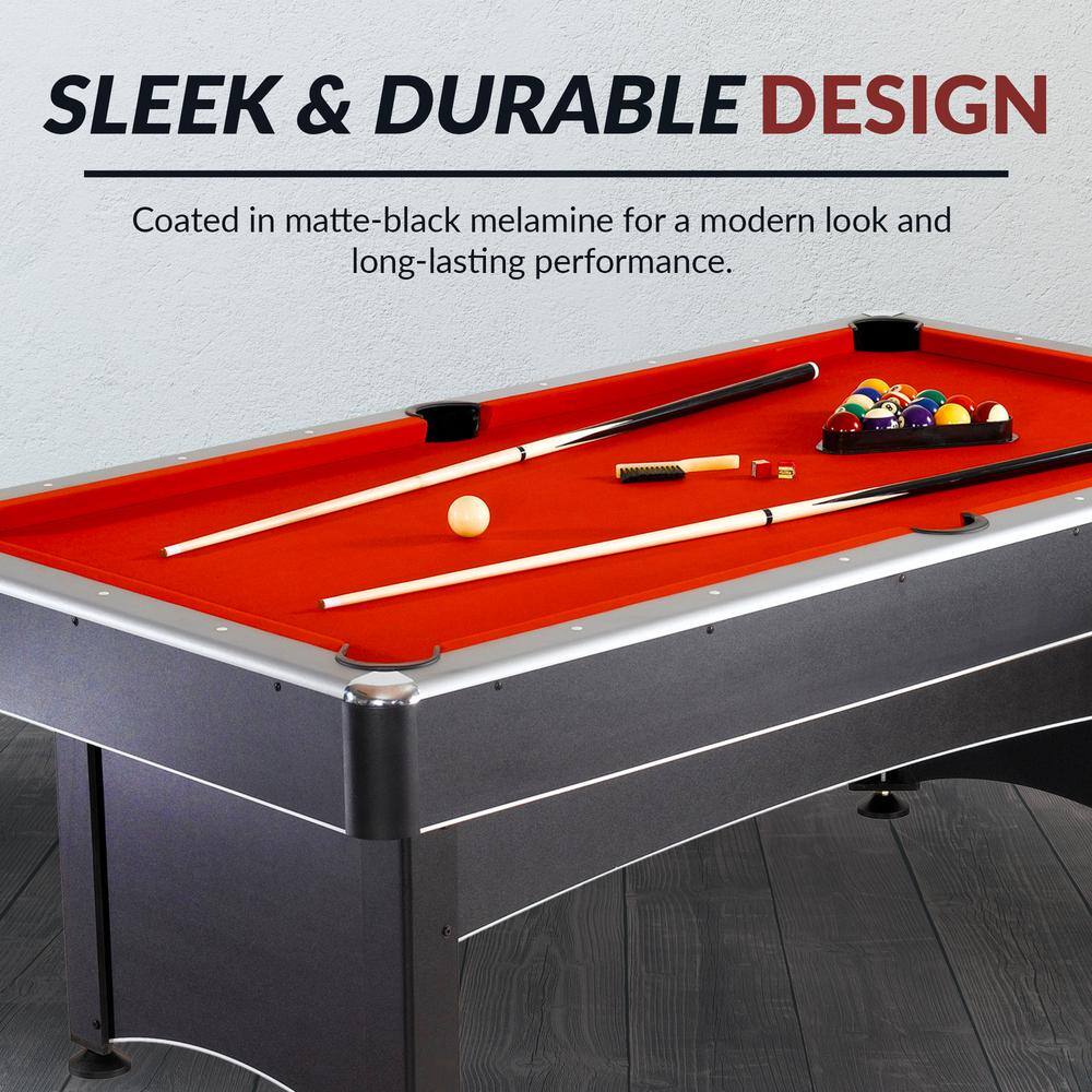 Hathaway 7-ft Black and Red Pool Table with Table Tennis Top