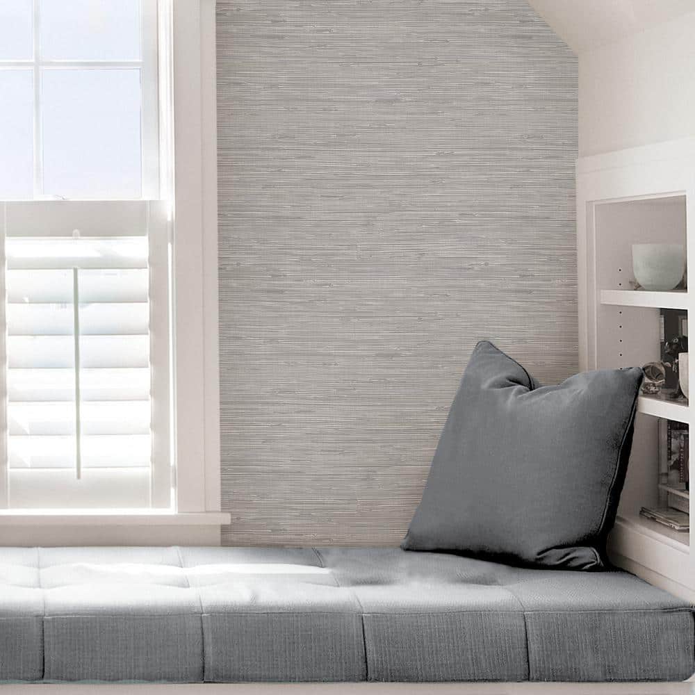 Tibetan Silver Grasscloth Peel and Stick Vinyl Wallpaper