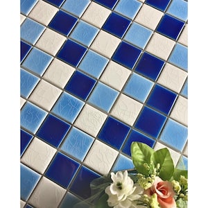 Monet Blue 12 in. x 12 in. Square Mosaic Glazed Porcelain Decorative Pool Tile (15 sq. ft./Case)