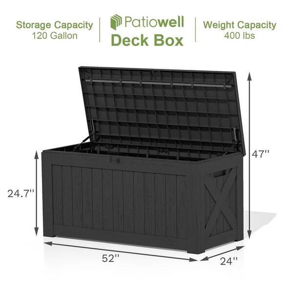 Vixzen 75 Gallon Resin Deck Box, Lockable Outdoor Storage Box For Patio
