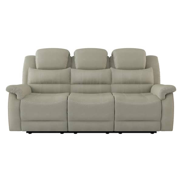 Unbranded Rosnay 83.5 in. W Straight Arm Microfiber Rectangle Power Reclining Sofa with Center Drop-Down Cup Holders in. Gray