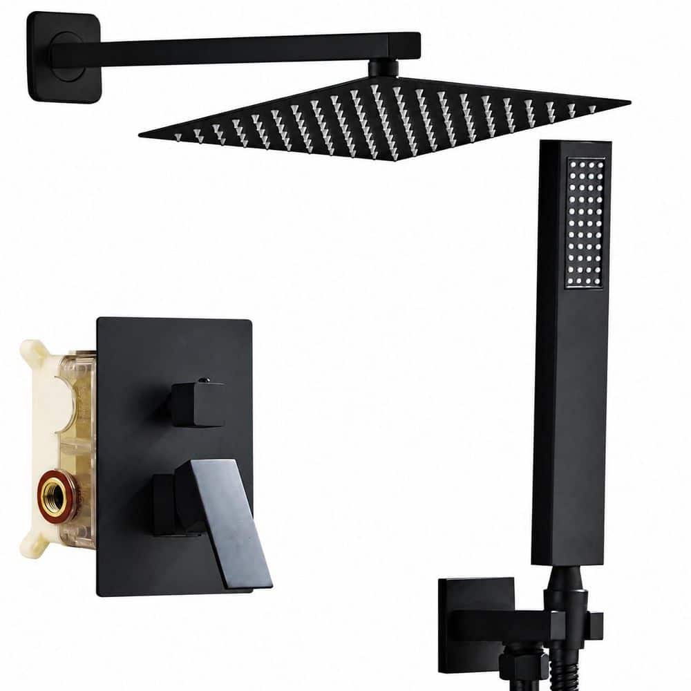 10 in. Matte Black Shower Faucet Set with Rainfall Shower Head and Handheld Combo, Brass Valve Trim Kit price history on PriceWatchPro