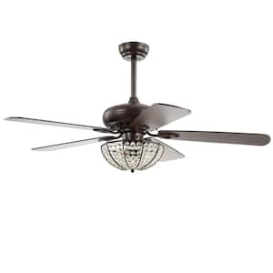 Joanna 52 in. Oil Rubbed Bronze 3-Light Bronze Crystal LED Ceiling Fan with Light and Remote