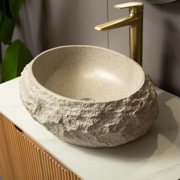 Lynzavix 20 in. Bathroom Sink 20 in. Irregular Oval Resin Vessel