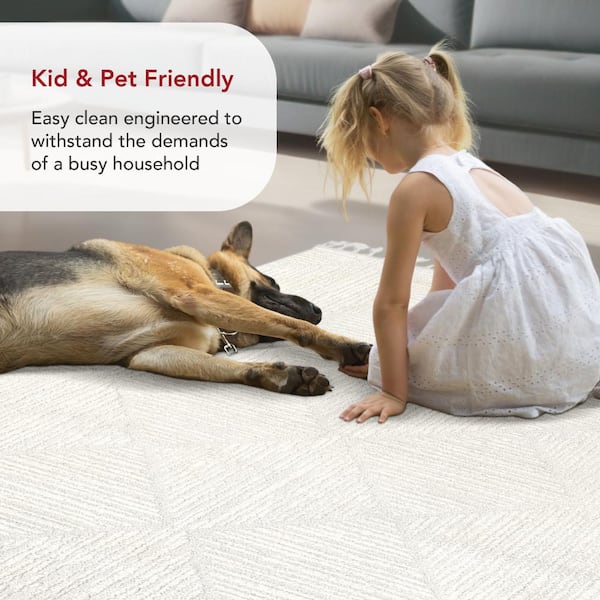 nuLOOM Kerry Textured Geometric Tasseled Area Rug Ivory 6 ft. x 6