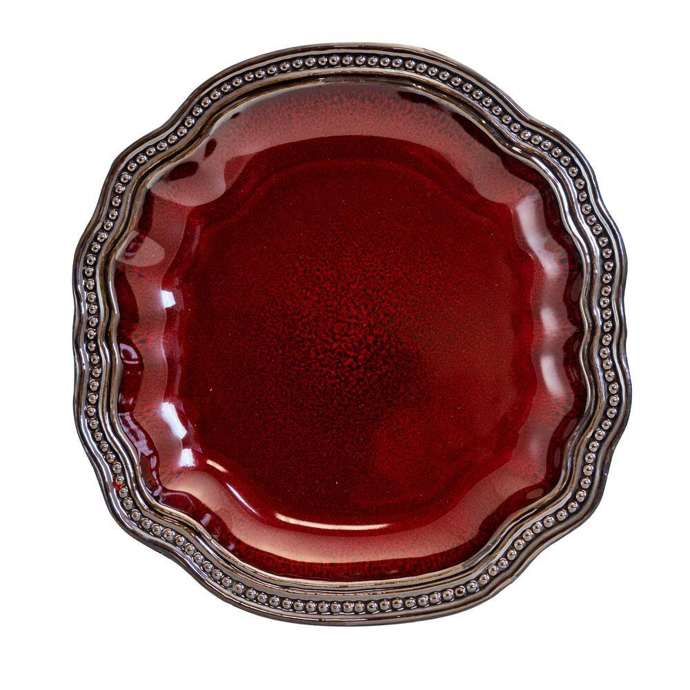 Regal Red and Black Ceramic Dinnerware Set for Four