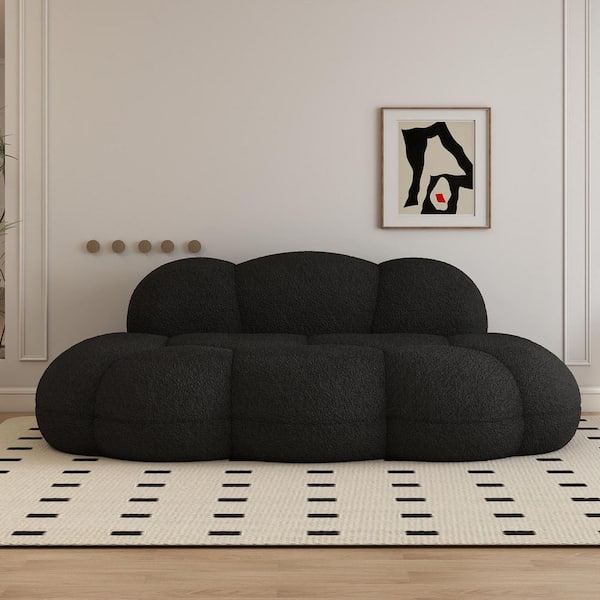 J&E Home 63 in. Armless Boucle Velvet 2-Seater Modular Loveseat