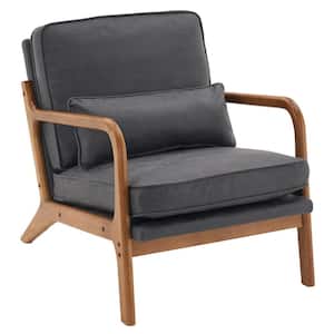 Dark Grey Upholstered Bronzing Cloth Lounge Chair Arm Chair Single