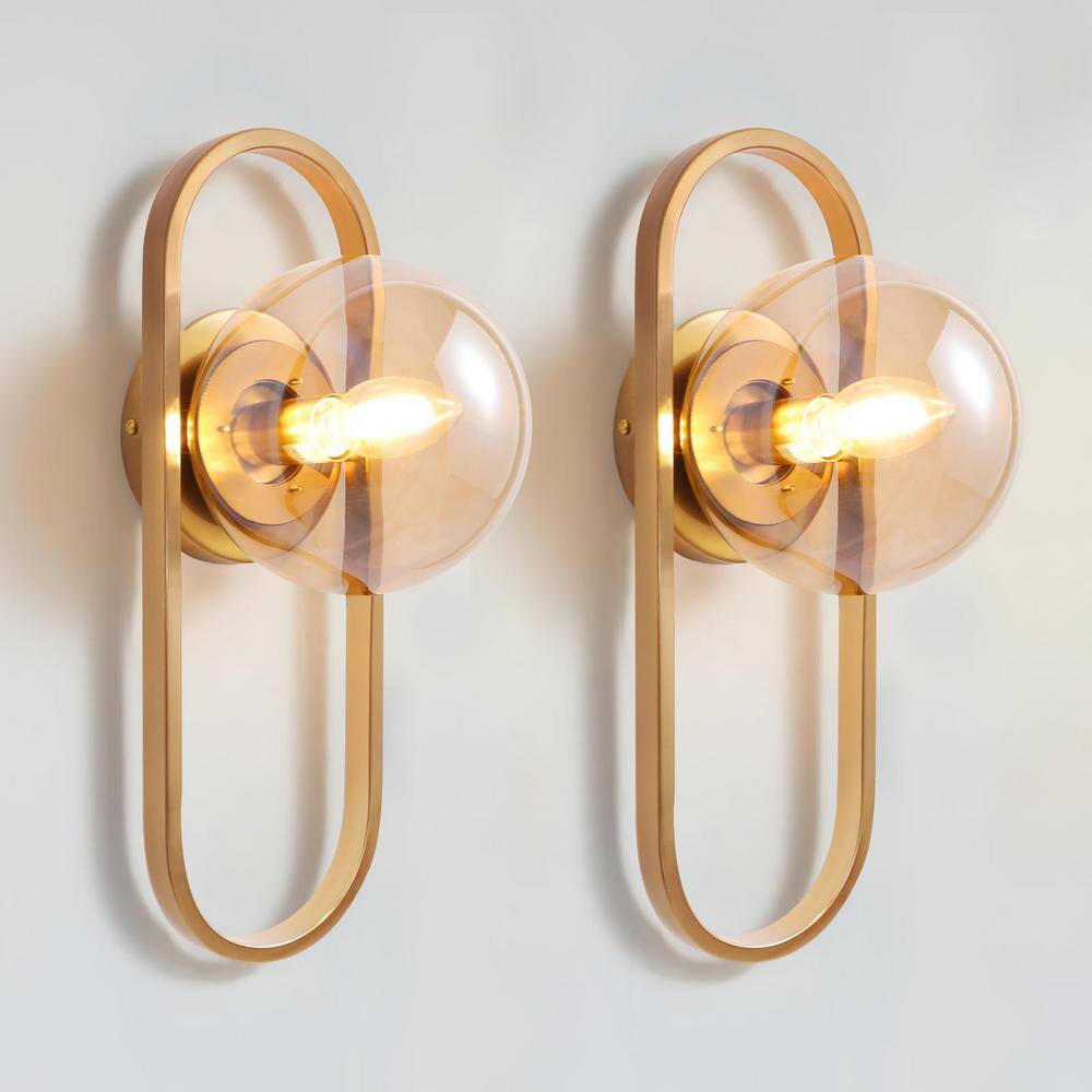 Modern Gold Metal Sconce with Clear Glass Globe Shade