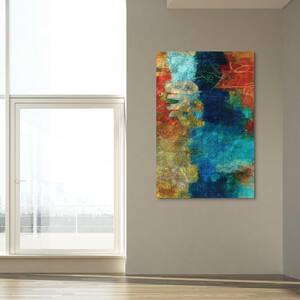 Elysium V Abstract Unframed Reverse Printed on Tempered Glass with Silver Leaf Wall Art 48 in. x 32 in.