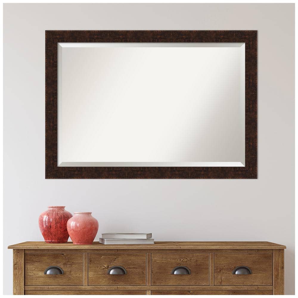 William 40" x 28" Bronze Wood Bathroom Vanity Mirror