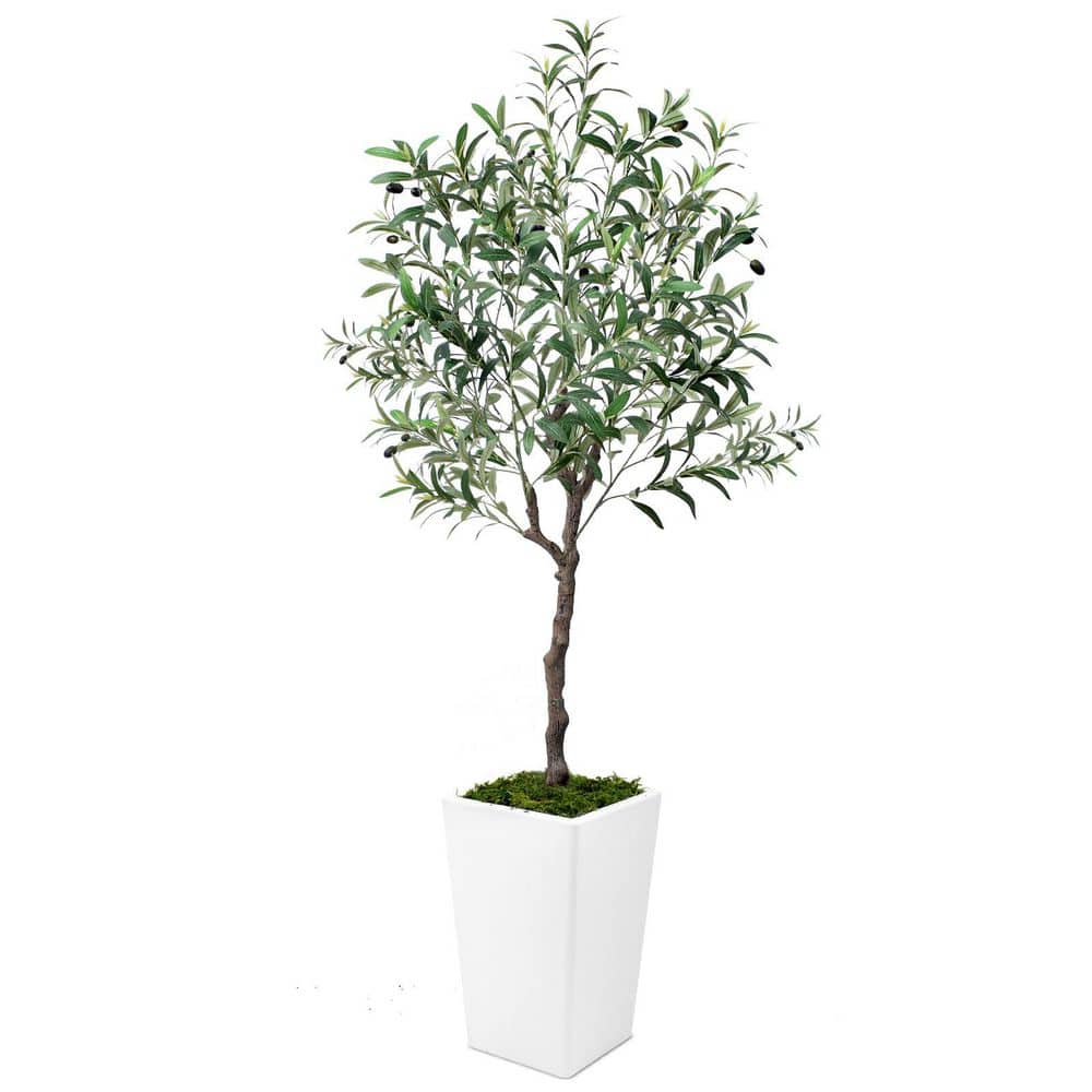 5 ft. Artificial Olive Trees, Tall Faux Silk Plant with Pot