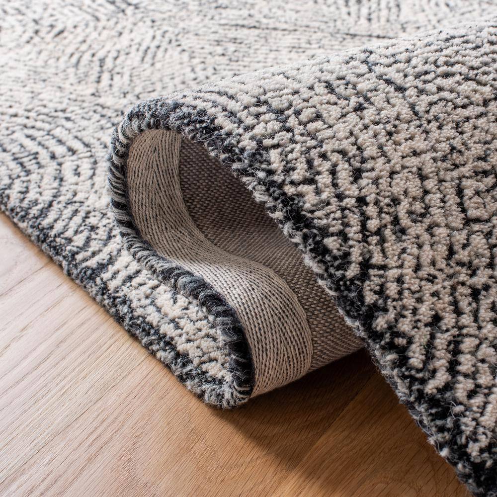 Ivory Abstract Handmade Tufted Wool Square Area Rug 6' x 6'