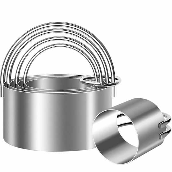 Stainless Steel Mirror Finish Round Biscuit Cutter Set with Handle for Baking Cookies Pastry Cake Decoration 5 Pcs