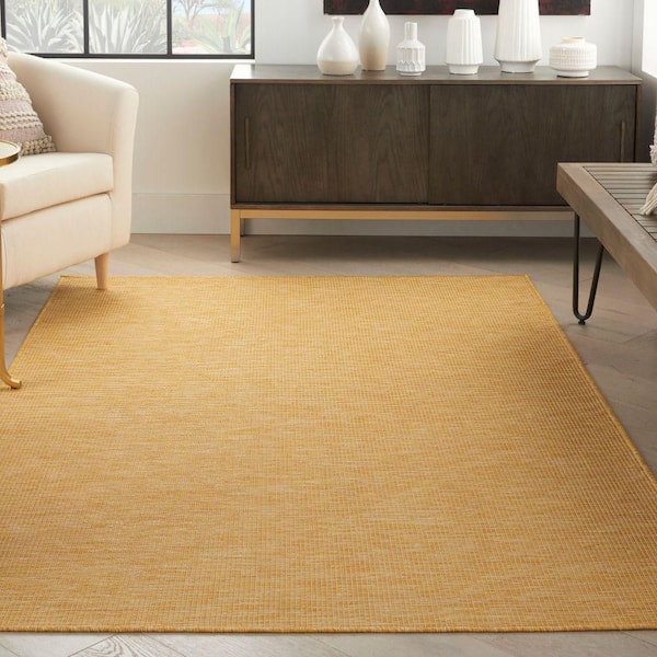 Positano Yellow 5 ft. x 7 ft. Solid Modern Indoor/Outdoor Patio Area Rug