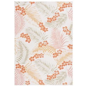 Sunrise Ivory/Rust Sage 4 ft. x 6 ft. Oversized Tropical Reversible Indoor/Outdoor Area Rug