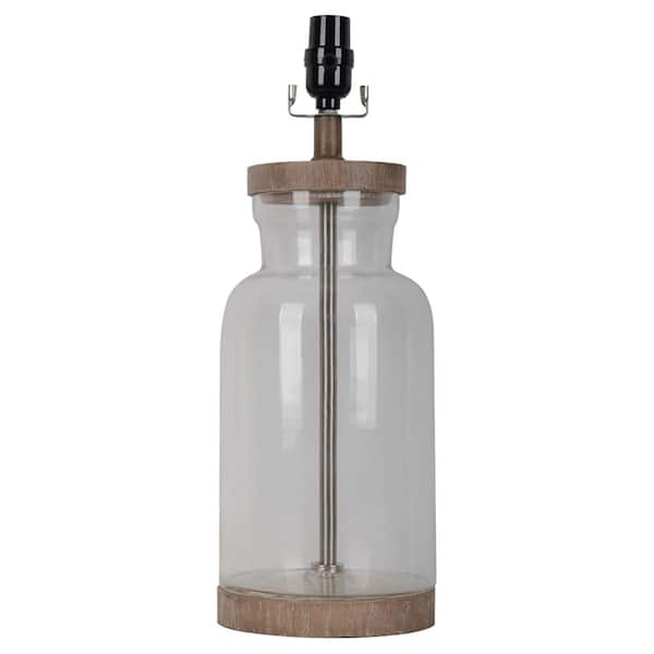Hampton Bay Mix and Match 18.50 in. H Light Natural Wood Fillable Glass Table Lamp Base
