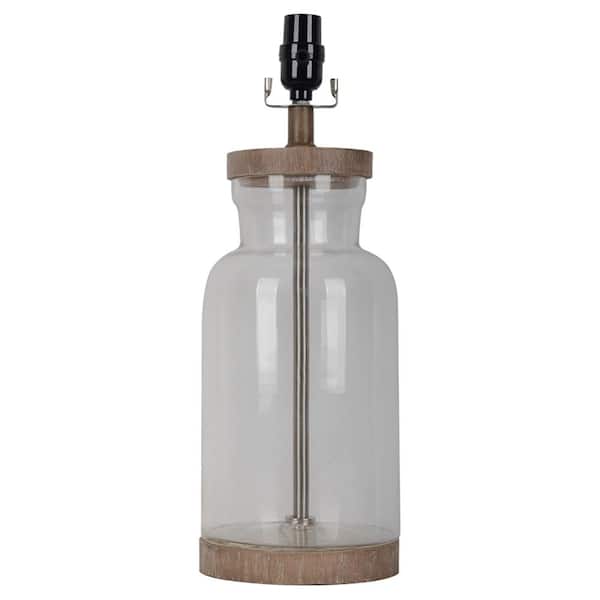 Hampton Bay TTL20 Mix and Match 18.50 in. H Light Natural Wood Fillable Glass Table Lamp Base