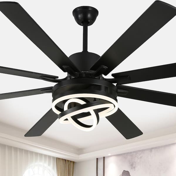Maya 72 in. Indoor Matte Black DIY Shape Dimmable Modern Ceiling Fan with LED Light Reversible 6-Speed Ceiling w/ Remote