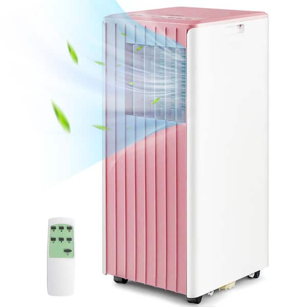 Gymax 7,100 BTU Portable Air Conditioner Cools 350 Sq. Ft. with Humidifier and Sleep Mode in Pink