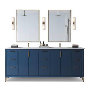 Modoc 72 in. W x 22 in. D x 33.5 in. H Double Bath Vanity in Blue with White Quartz Counter Top with White Basin