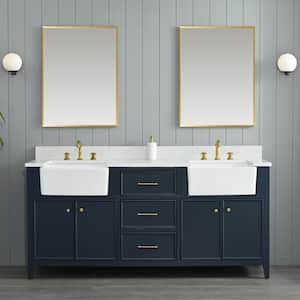 Casey 72 in. W x 22 in. D Bath Vanity in Indigo Blue with Engineered Stone Vanity Top in Ariston White with White Sink