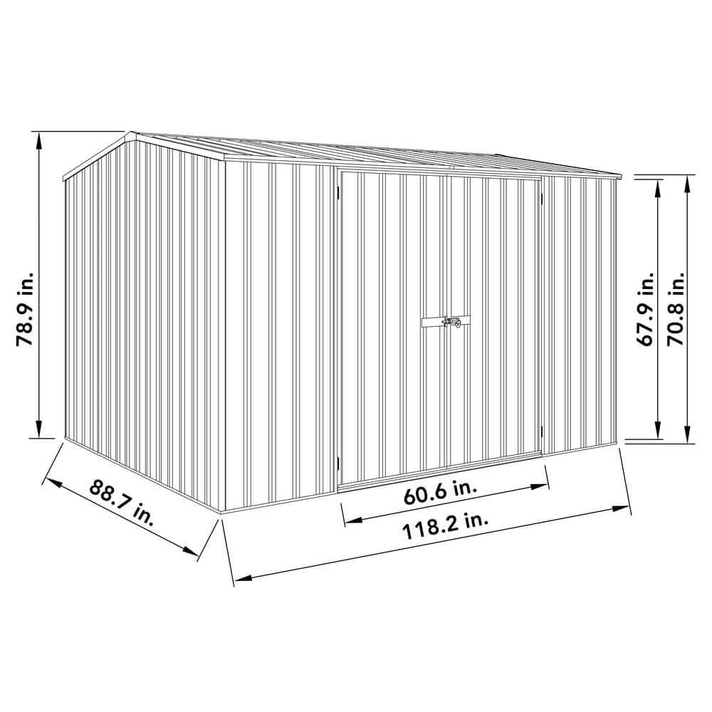 Monument Gray 10' x 7' Galvanized Steel Double Door Storage Shed