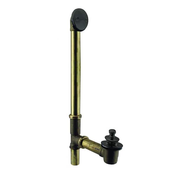 Westbrass 22-1/2 in. Bath Waste and Overflow Assembly with Twist & Close Drain and 2-Hole Faceplate, Matte Black