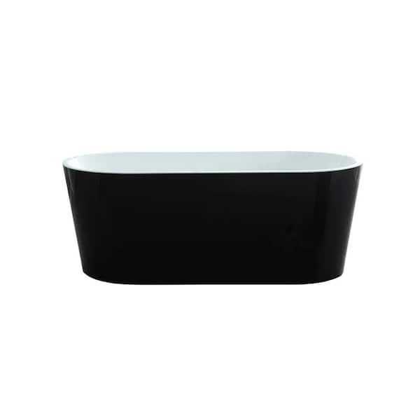 castellousa Scarlett 58.85 in. x 29.52 in. Soaking Bathtub with Center Drain in Black and White