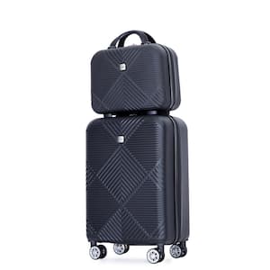 2-Piece Black Spinner Wheels, Rolling, Lockable Handle and Lightweight Luggage Set