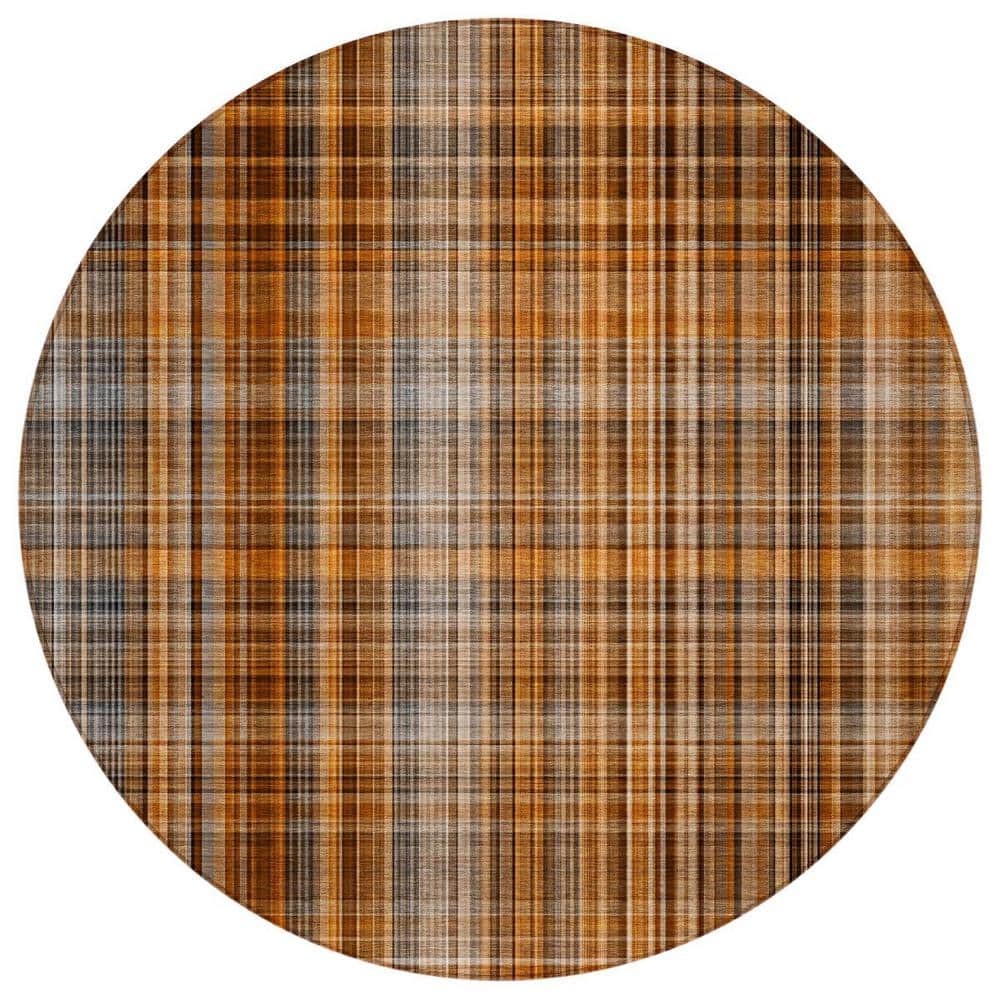 Terracotta 8 ft. Round Woven Plaid Round Indoor/Outdoor Area Rug price history on PriceWatchPro