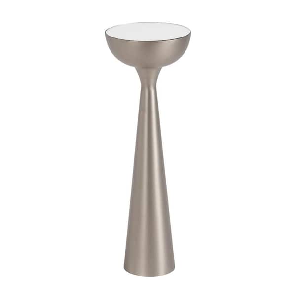 Kate and Laurel Chandon 8 in. Silver Round Mirror End Table