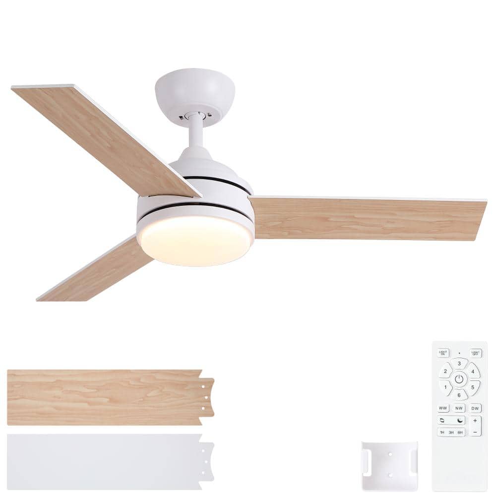 42 in. Indoor White Ceiling Fan with Intergrated LED Light Kit with APP/Remote Control, 3 Plywood Blades price history on PriceWatchPro