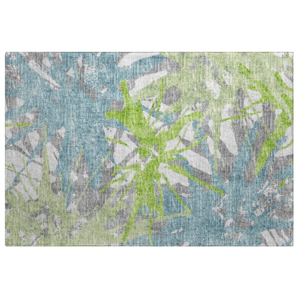 Dream Shag Premium Machine Washable Abstract ADS77 Green 2 ft. x 3 ft. Accent Rug