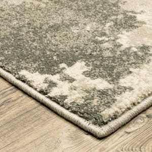 Beige and Grey 4 ft. x 6 ft. Abstract Power Loom Stain Resistant Area Rug