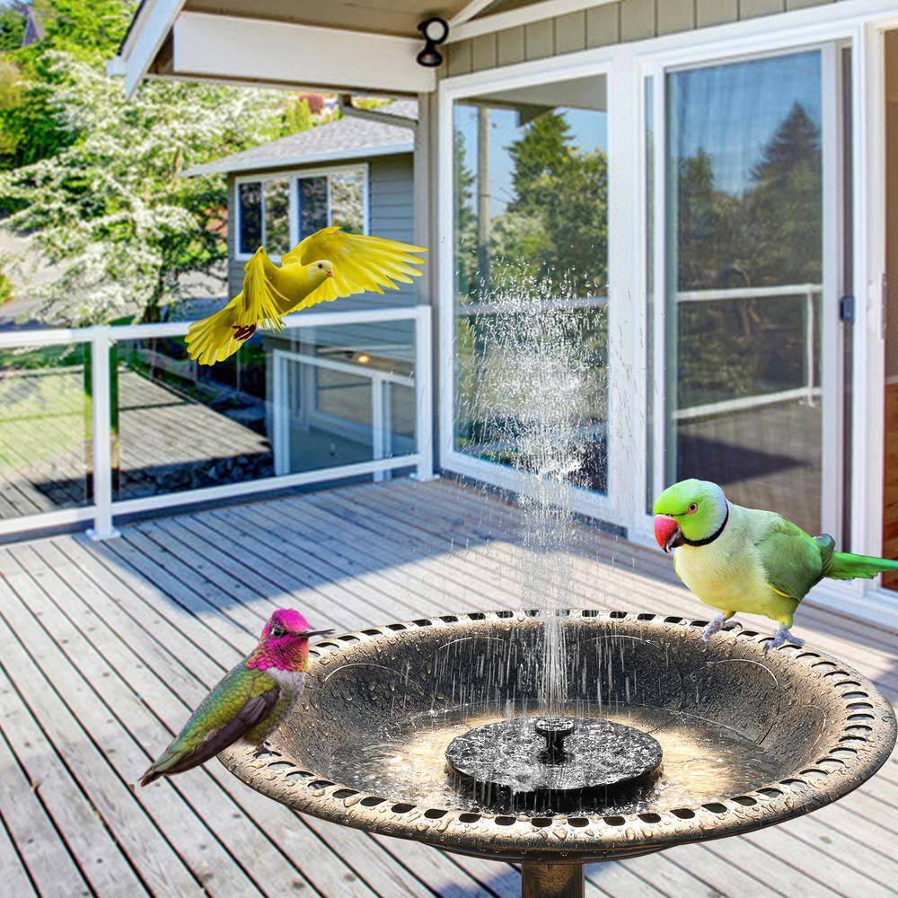 Antique Copper 28" Metal Bird Bath with Solar Fountain