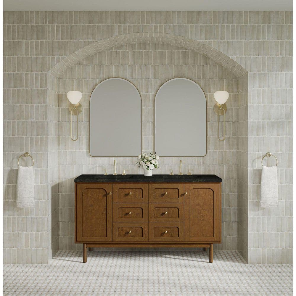Laurent 60.0 in. Double Bath Vanity in Honey Oak with Phantome Engineered Composite Top price history on PriceWatchPro