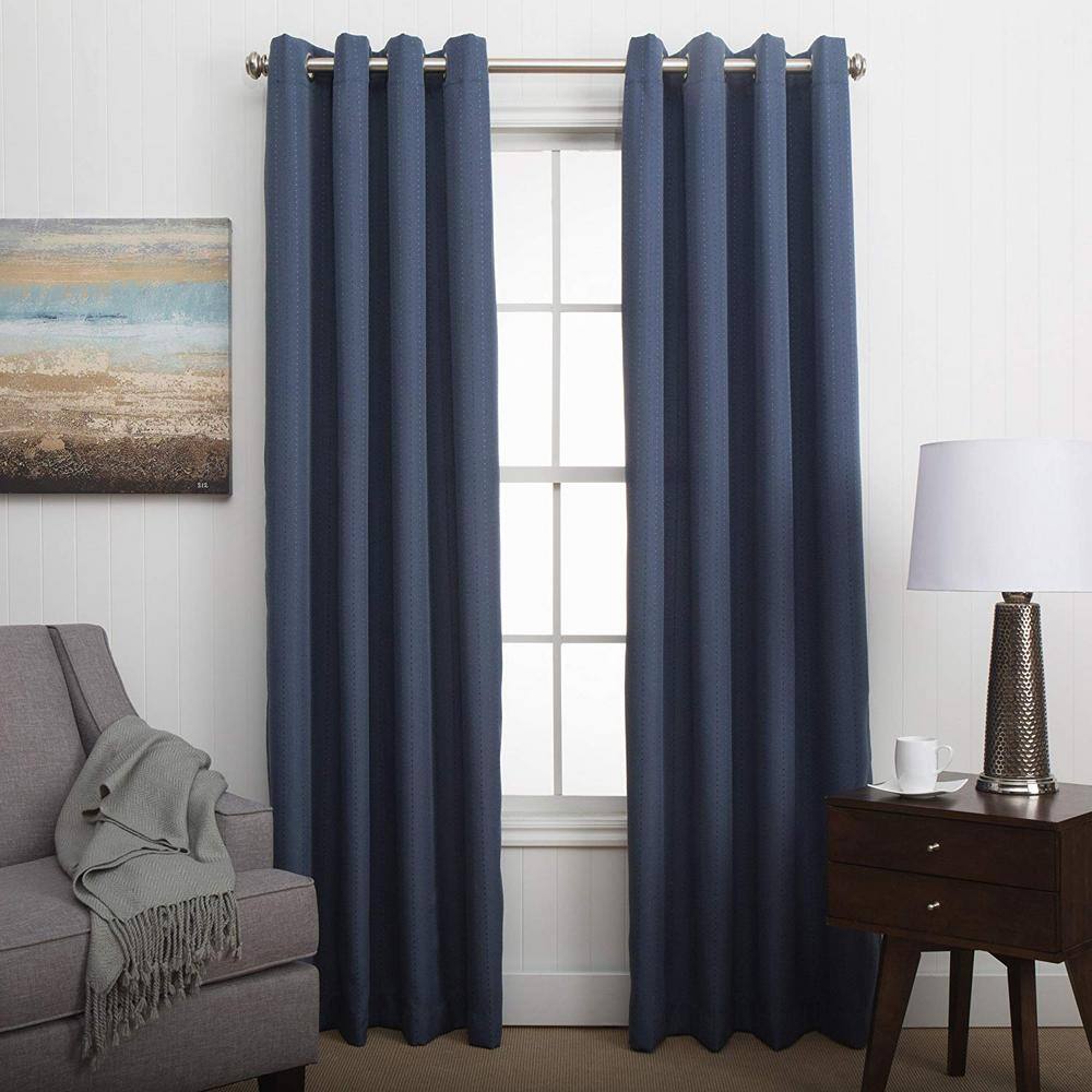 Deep Blue 96" Polyester Blackout Pleated Grommet Panel