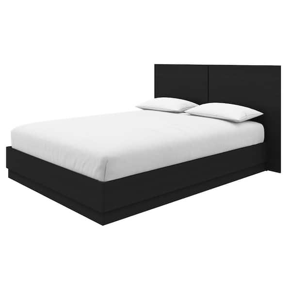 Milano Black Wood Frame Full Size Platform Bed with Headboard
