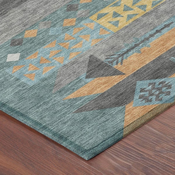 Chantille Machine Washable Indoor/Outdoor Abstract ACN2499 Teal 5 ft. x 7 ft. 6 in. Area Rug